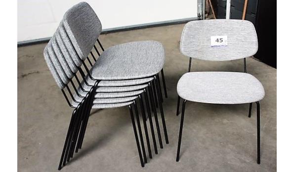 7 stapelbare stoelen BILLIANI, grijze stof bekleed